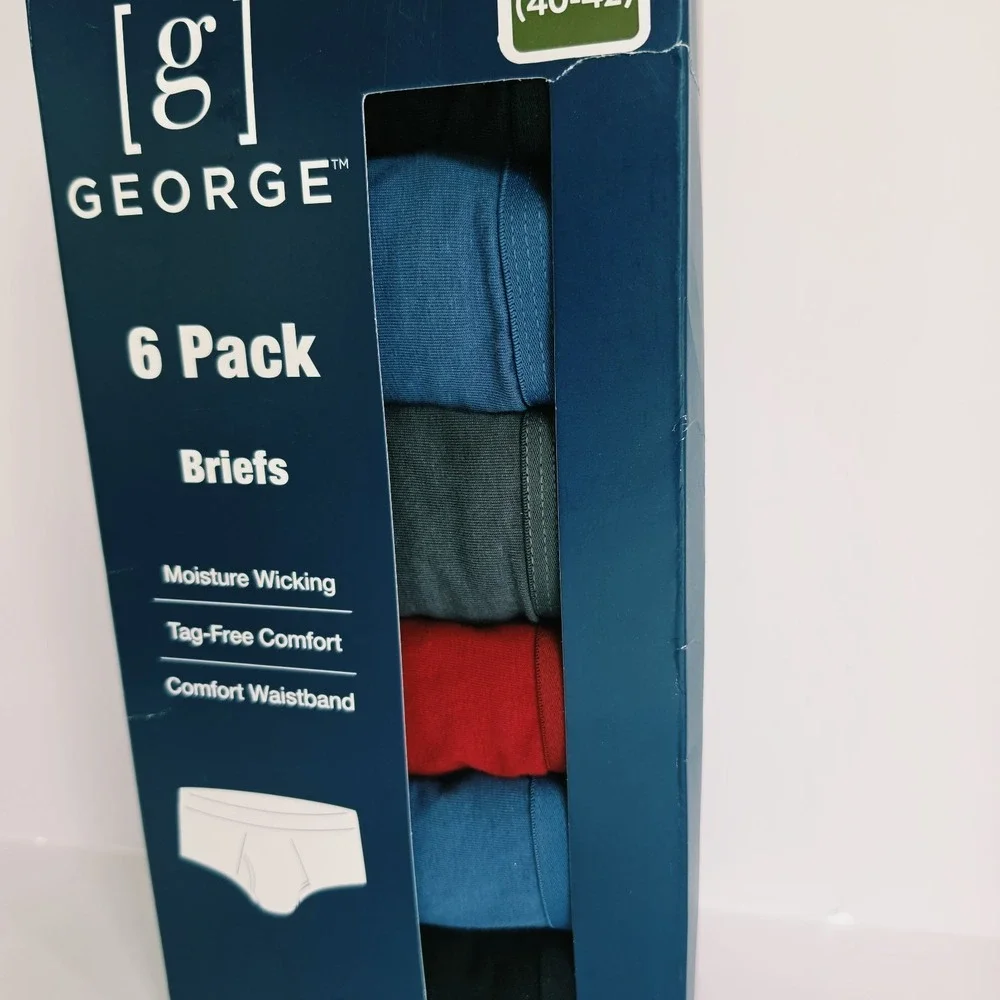 6-Pack GEORGE Men's Size XL (40-42) Briefs Moisture Wicking Underwear NEW